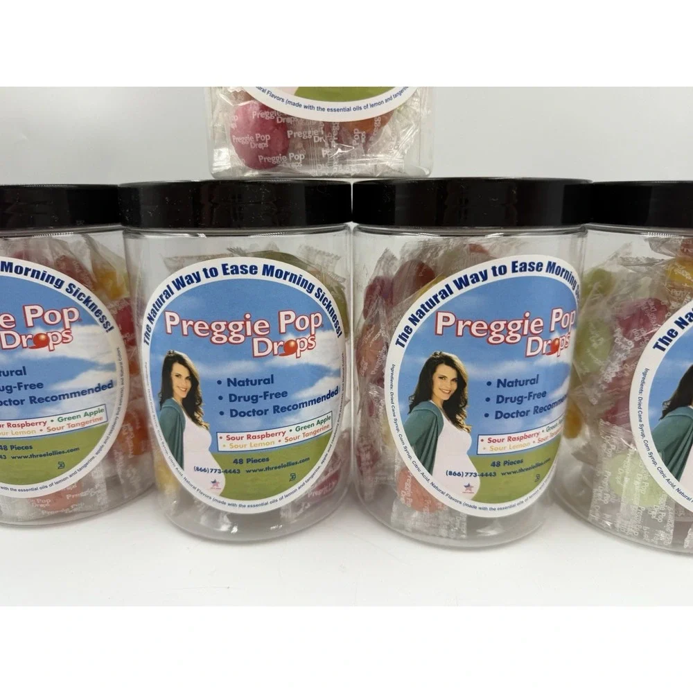 5 Preggie Pop Drops For Morning Sickness  Assorted Sour Flavors 48 Pc X5=240 CTs